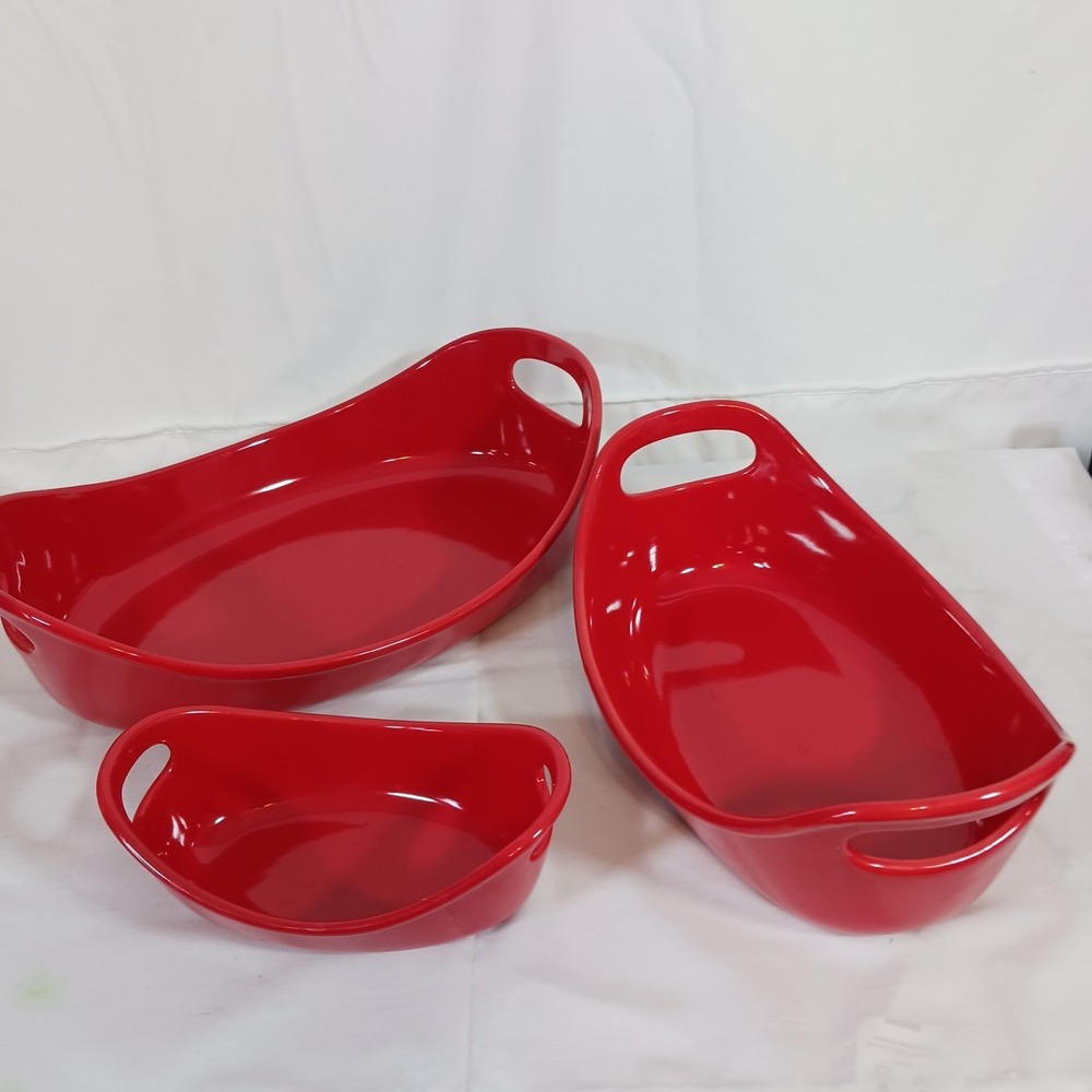 Rachael Ray Baker Set Unisex 3 Piece Red Excellent Stoneware Casserole Dishes